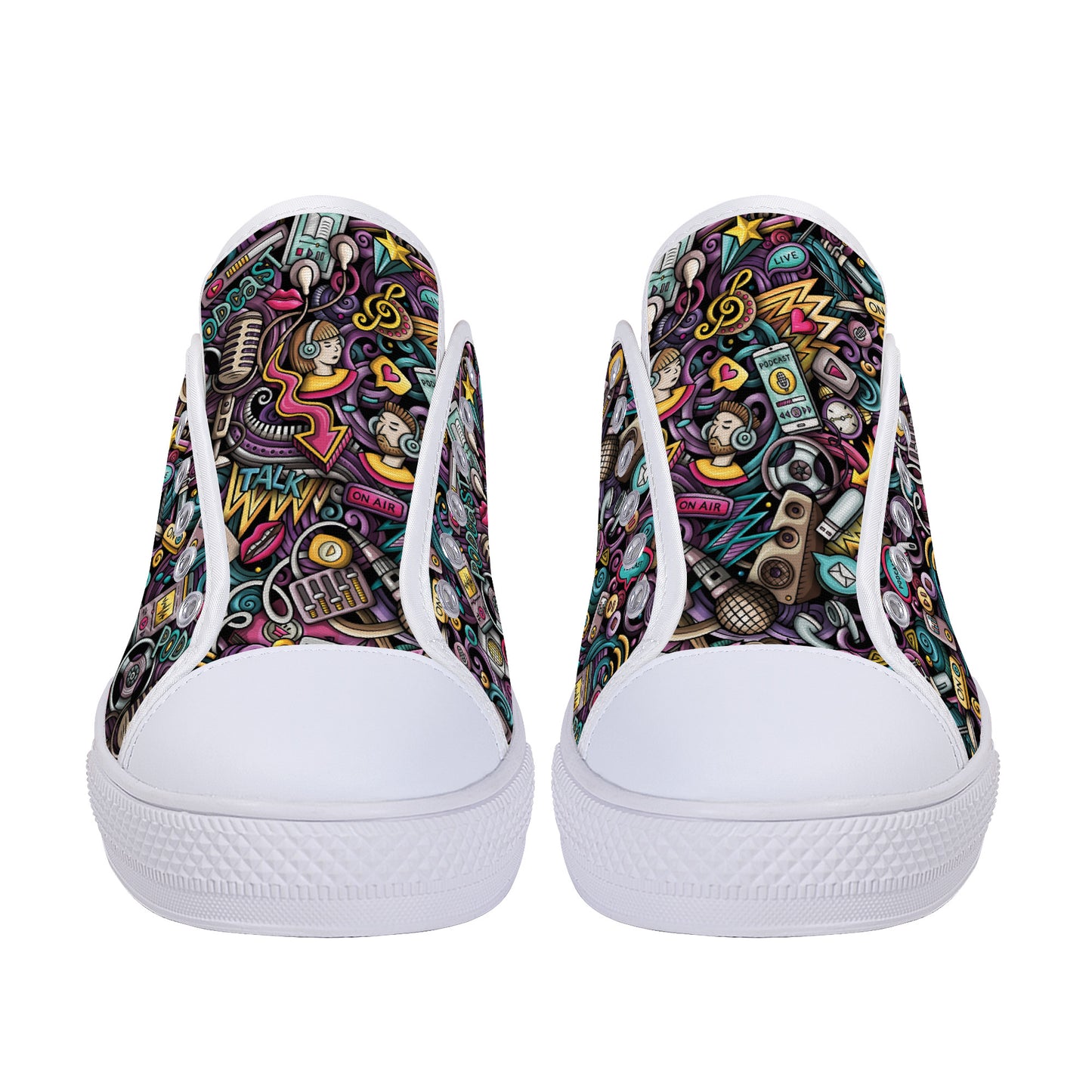 Digital Podcast Creative Cartoons Canvas Sneakers