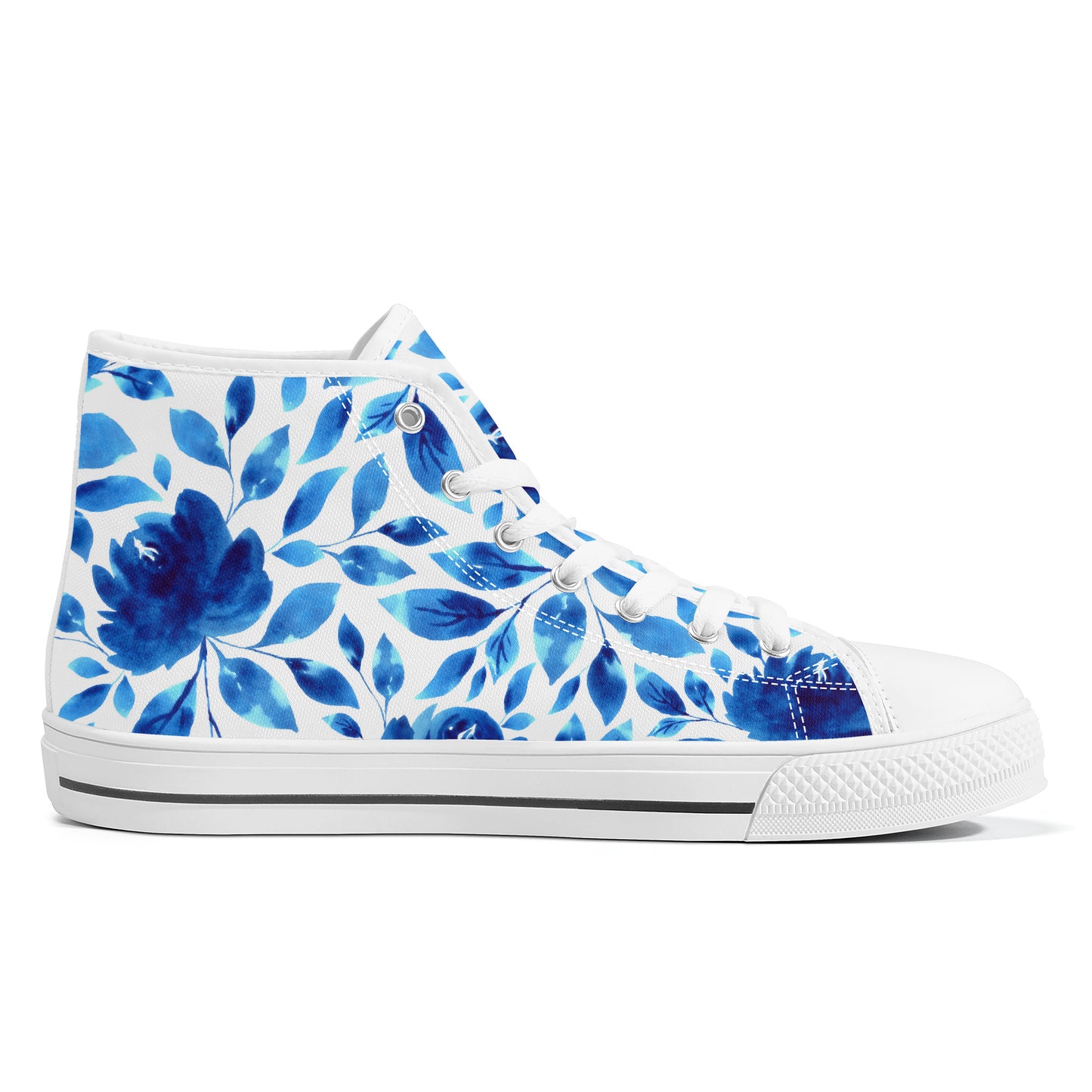 Springtime Blues Floral Converse Style High Tops