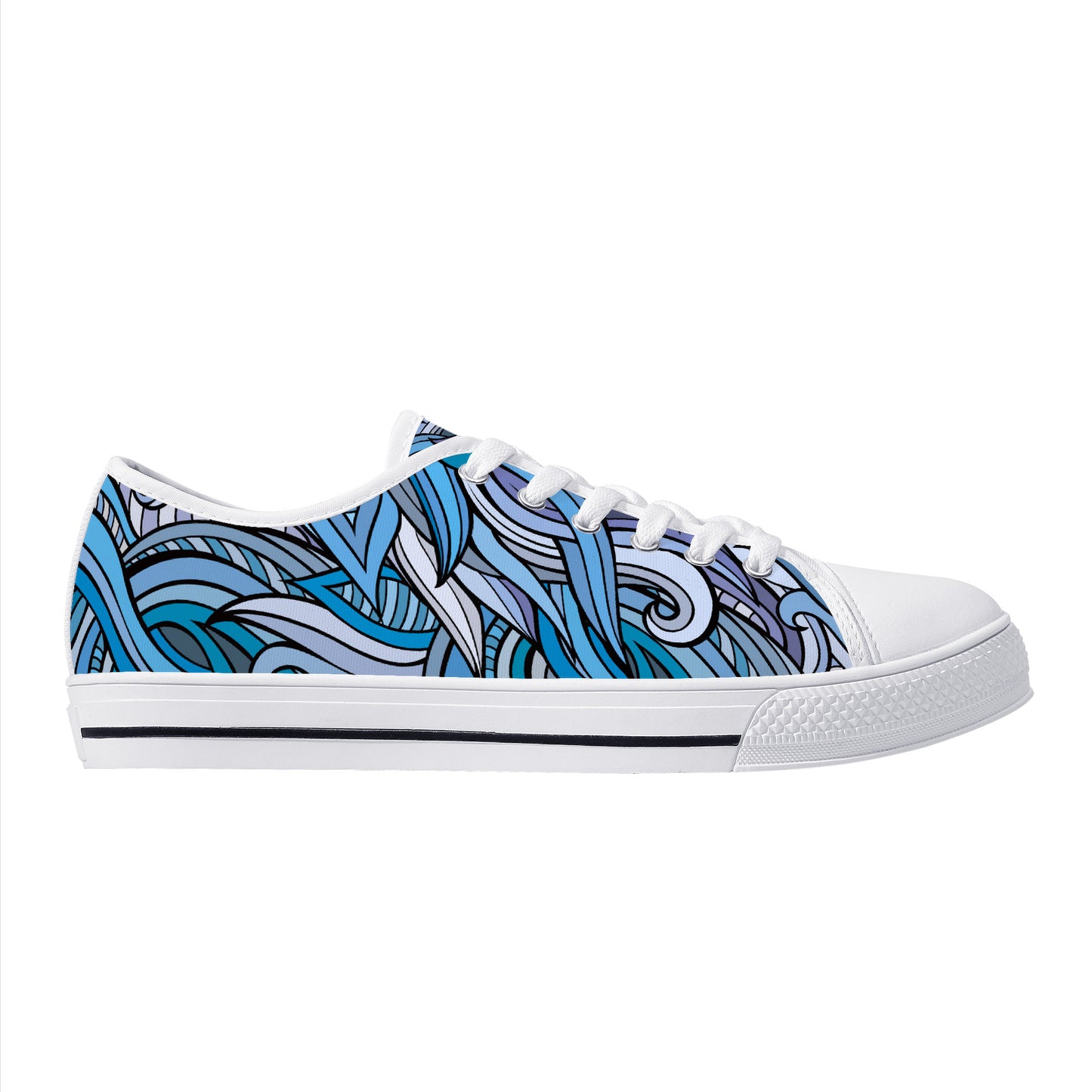 Blue Ocean Swirls Canvas Sneakers