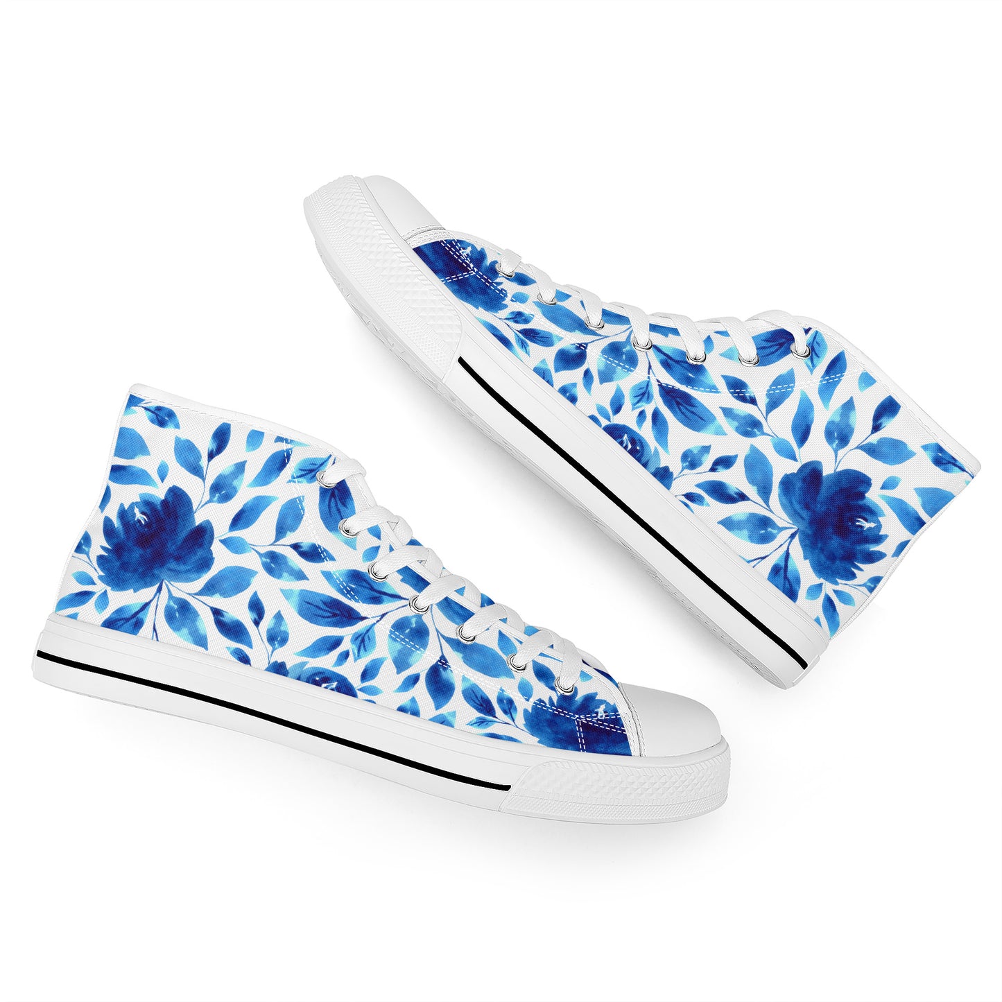 Springtime Blues Floral Converse Style High Tops