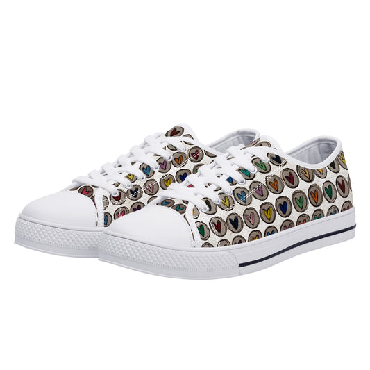 Crazy Hearts Design Canvas Sneakers