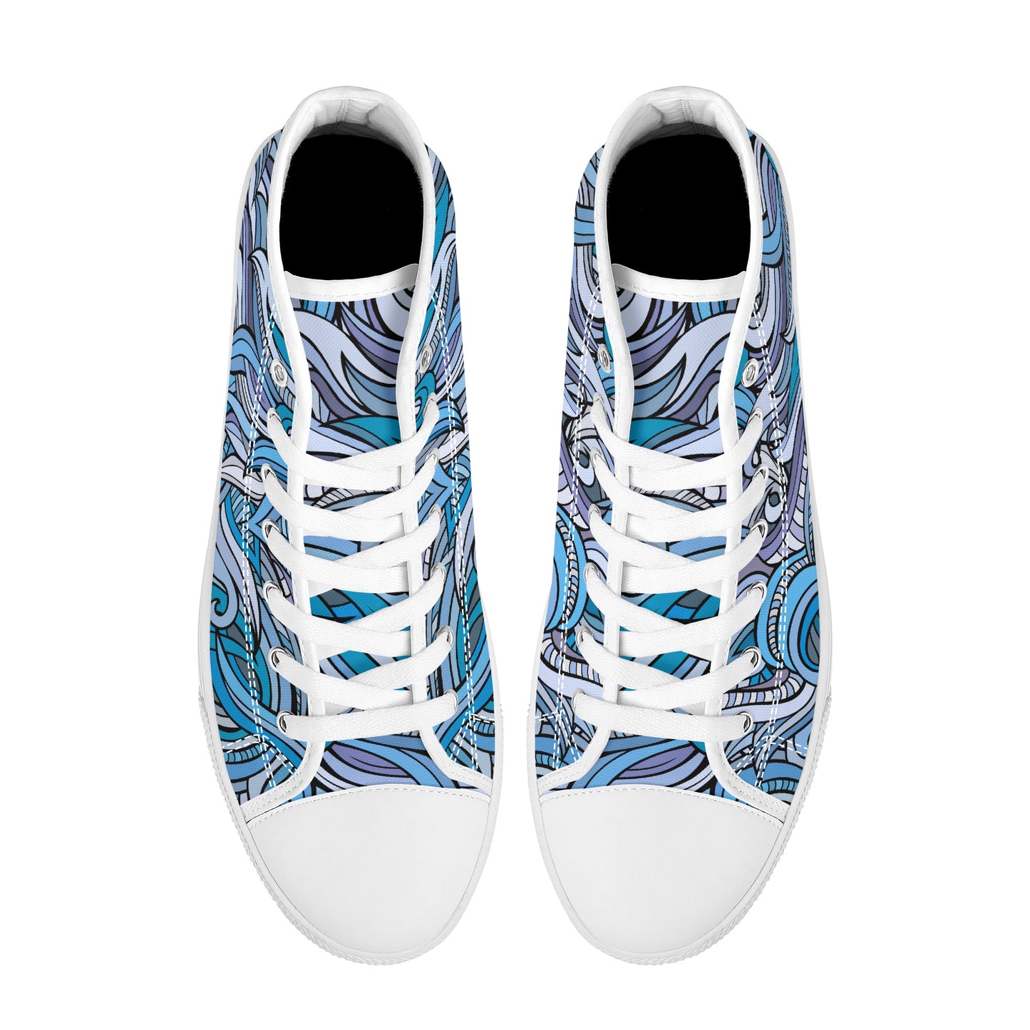 Blue Ocean Swirls Converse Style High Tops