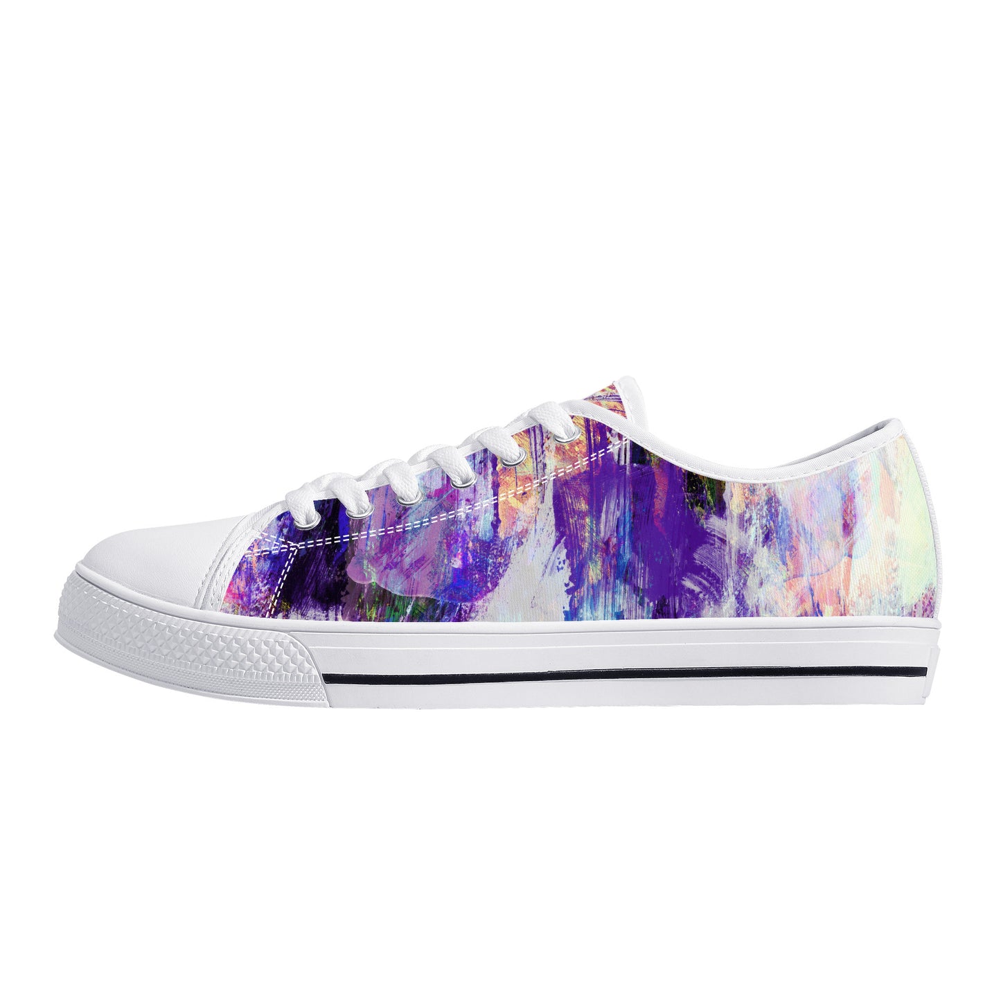 Purple Spring Abstract Print Canvas Sneakers