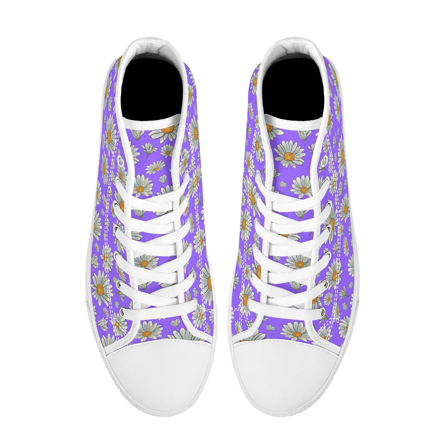 Summer Daisies on Purple Converse Style High Tops