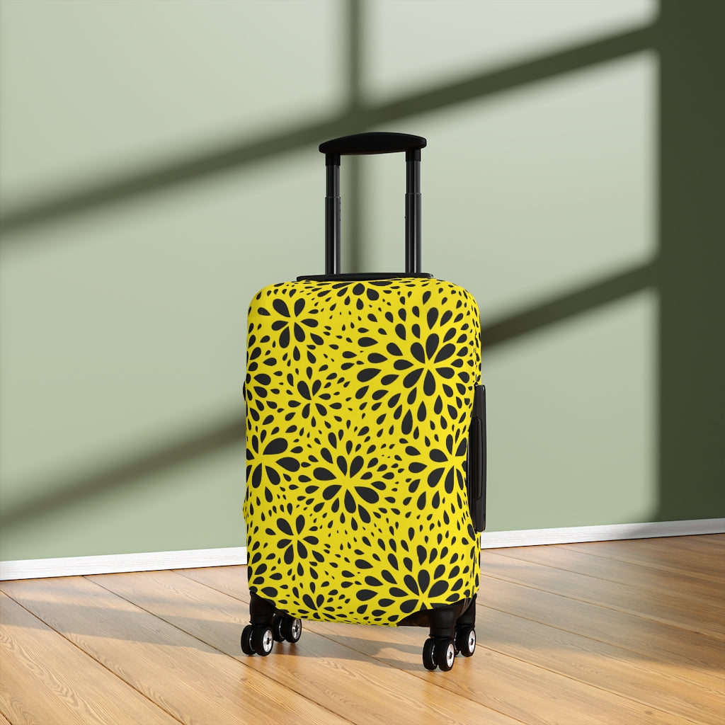 Floral Black & Yellow Floral Abstract  - Luggage Protector and Cover 3 Sizes