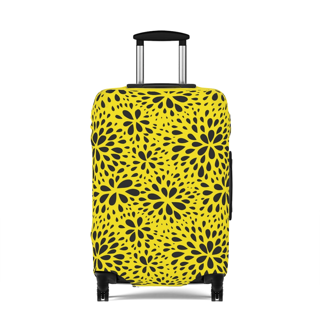 Floral Black & Yellow Floral Abstract  - Luggage Protector and Cover 3 Sizes