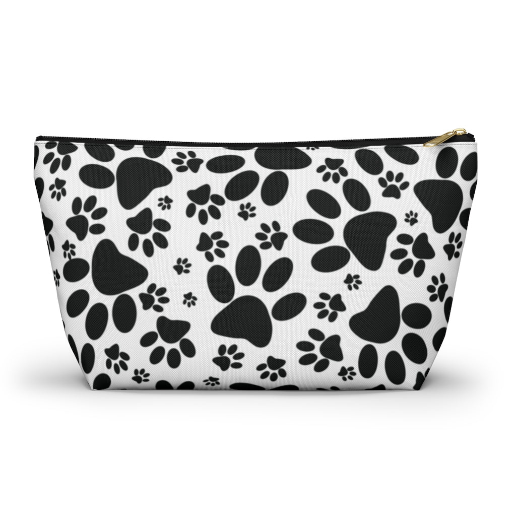 Stealthy Tracks: Black Animal Paw Prints - Makeup & Accessory Bag 2 Sizes