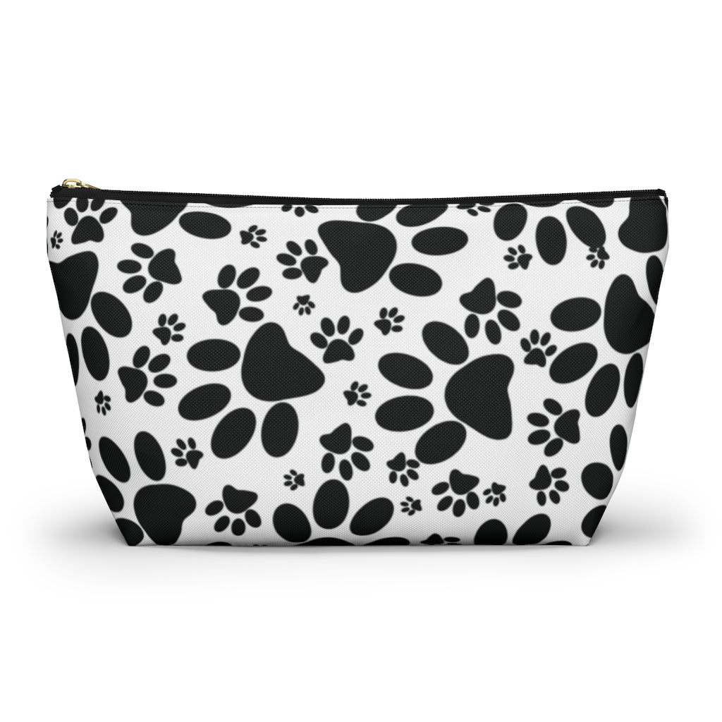 Stealthy Tracks: Black Animal Paw Prints - Makeup & Accessory Bag 2 Sizes