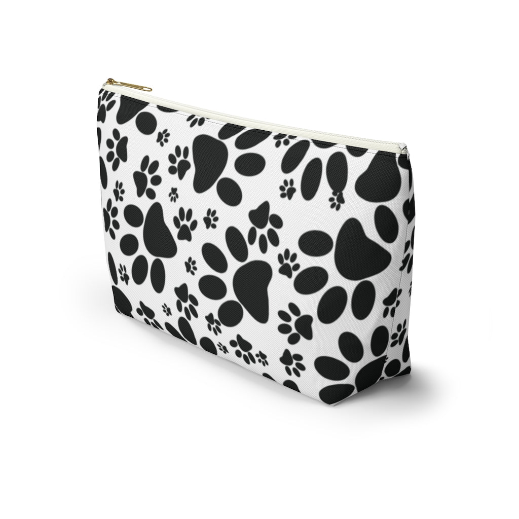 Stealthy Tracks: Black Animal Paw Prints - Makeup & Accessory Bag 2 Sizes