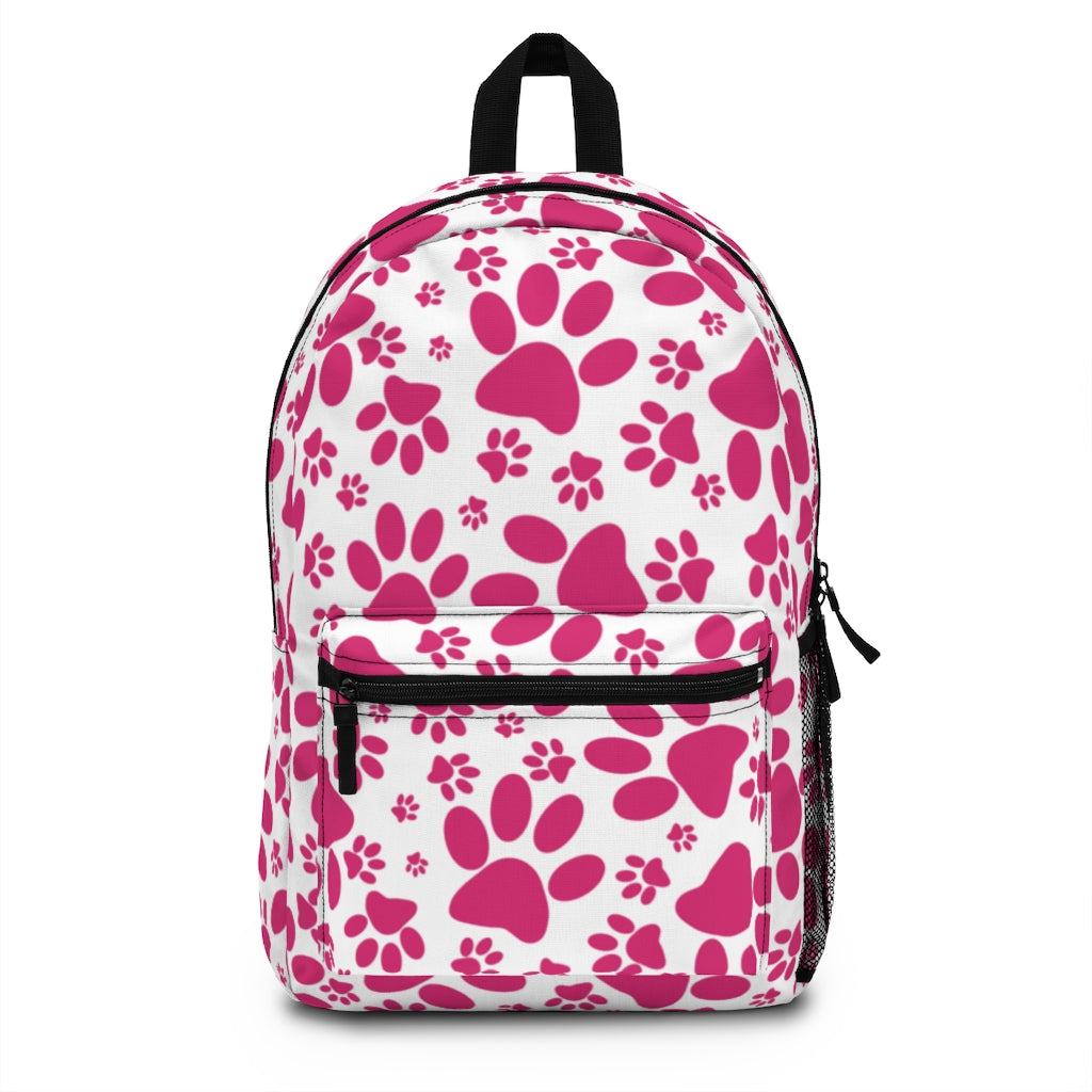 Vibrant Tracks: Hot Pink Animal Paw Prints Lightweight Backpack
