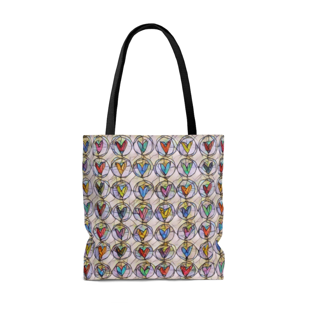 Colorful Abstract Hearts - Canvas Tote 3 Sizes