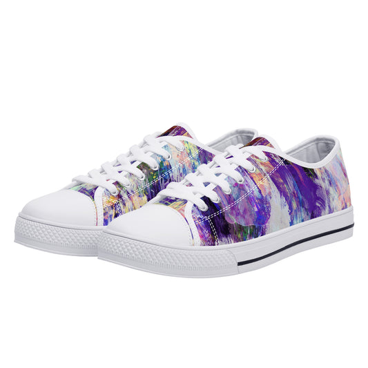 Purple Spring Abstract Print Canvas Sneakers