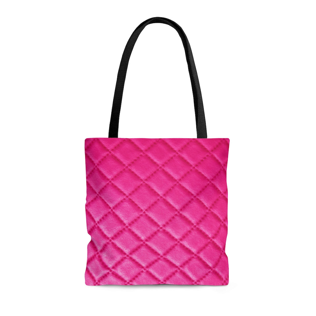 Pink Quilted Look Design  - Canvas Tote 3 Sizes