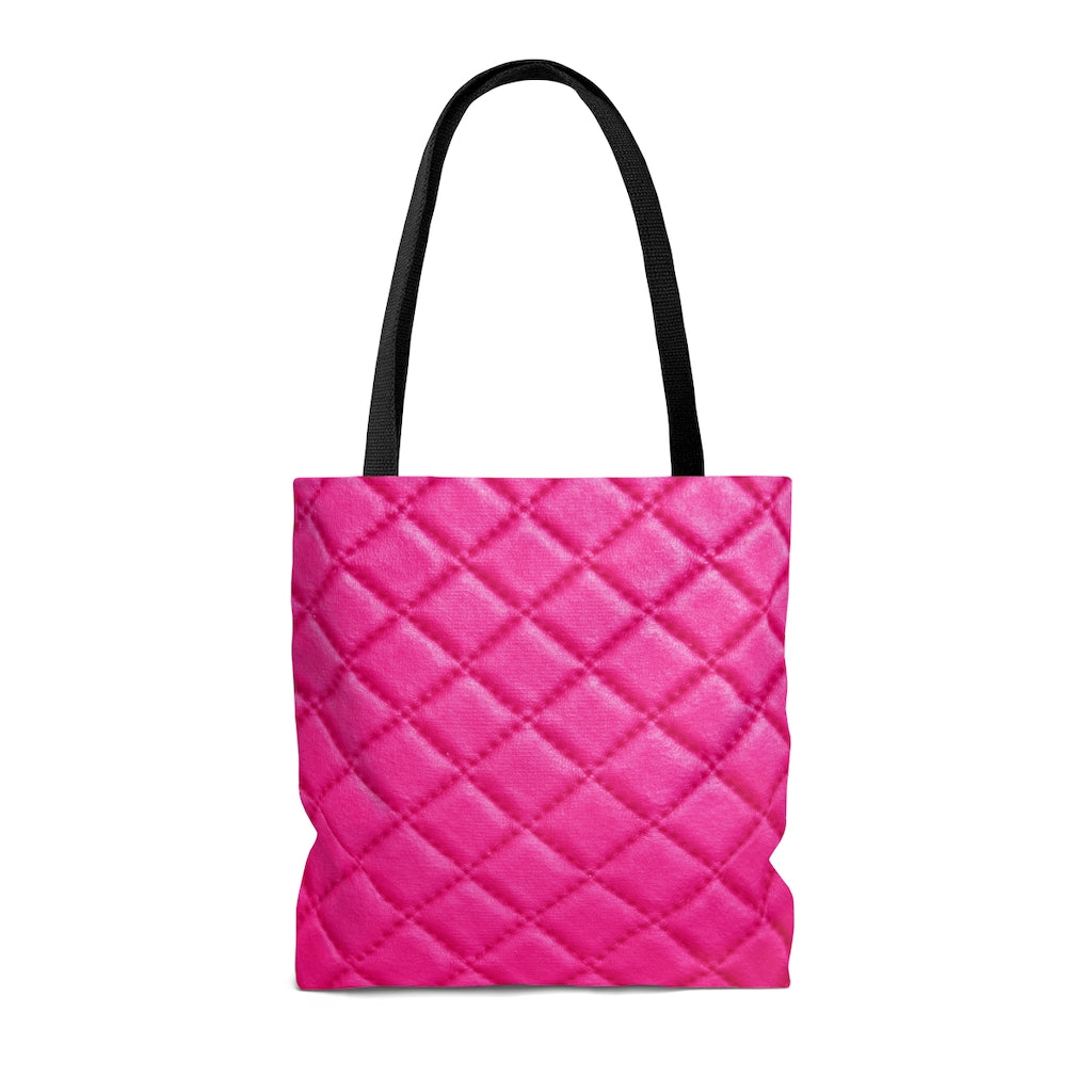 Pink Quilted Look Design  - Canvas Tote 3 Sizes