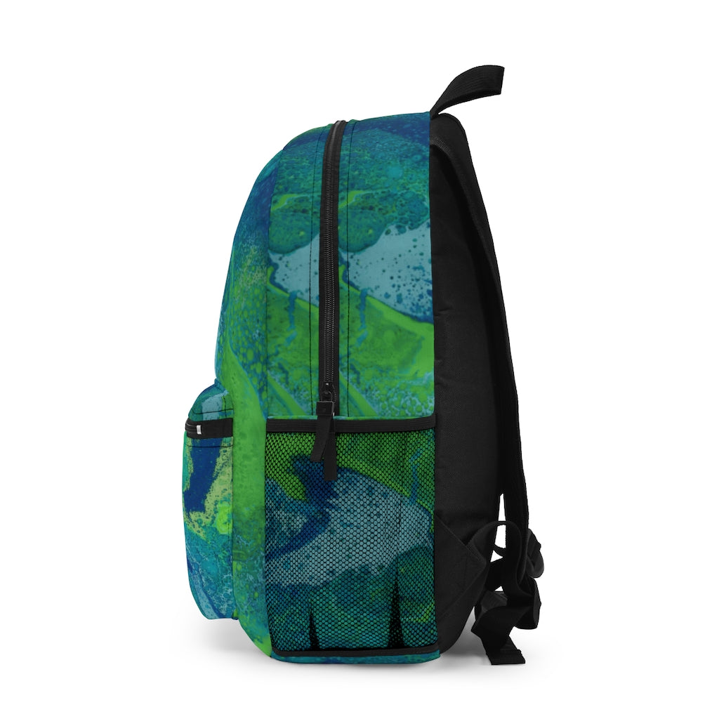 Oceanic Whirl: Blue and Green Abstract Swirls Lightweight Backpack