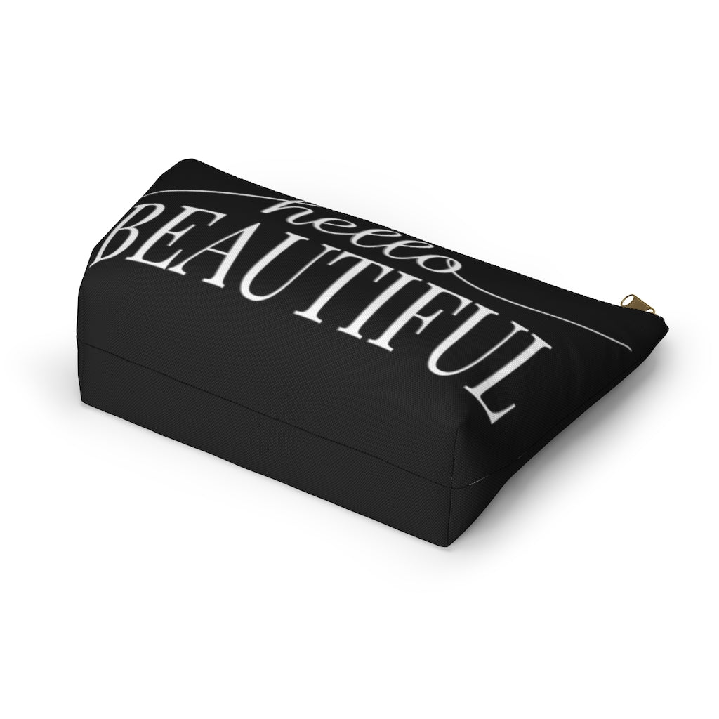 Hello Beautiful Inspirational Affirmations White & Black  - Makeup & Accessory Bag 2 Sizes