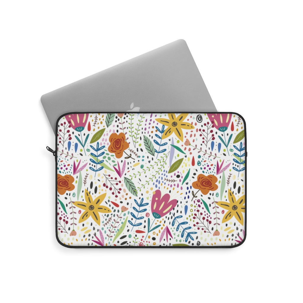 Springtime Splendor: Hand-Drawn Flowers Bursting with Vibrant Colors Design - Laptop or Ipad Protective Sleeve 3 Sizes