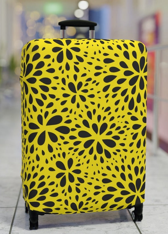 Floral Black & Yellow Floral Abstract  - Luggage Protector and Cover 3 Sizes