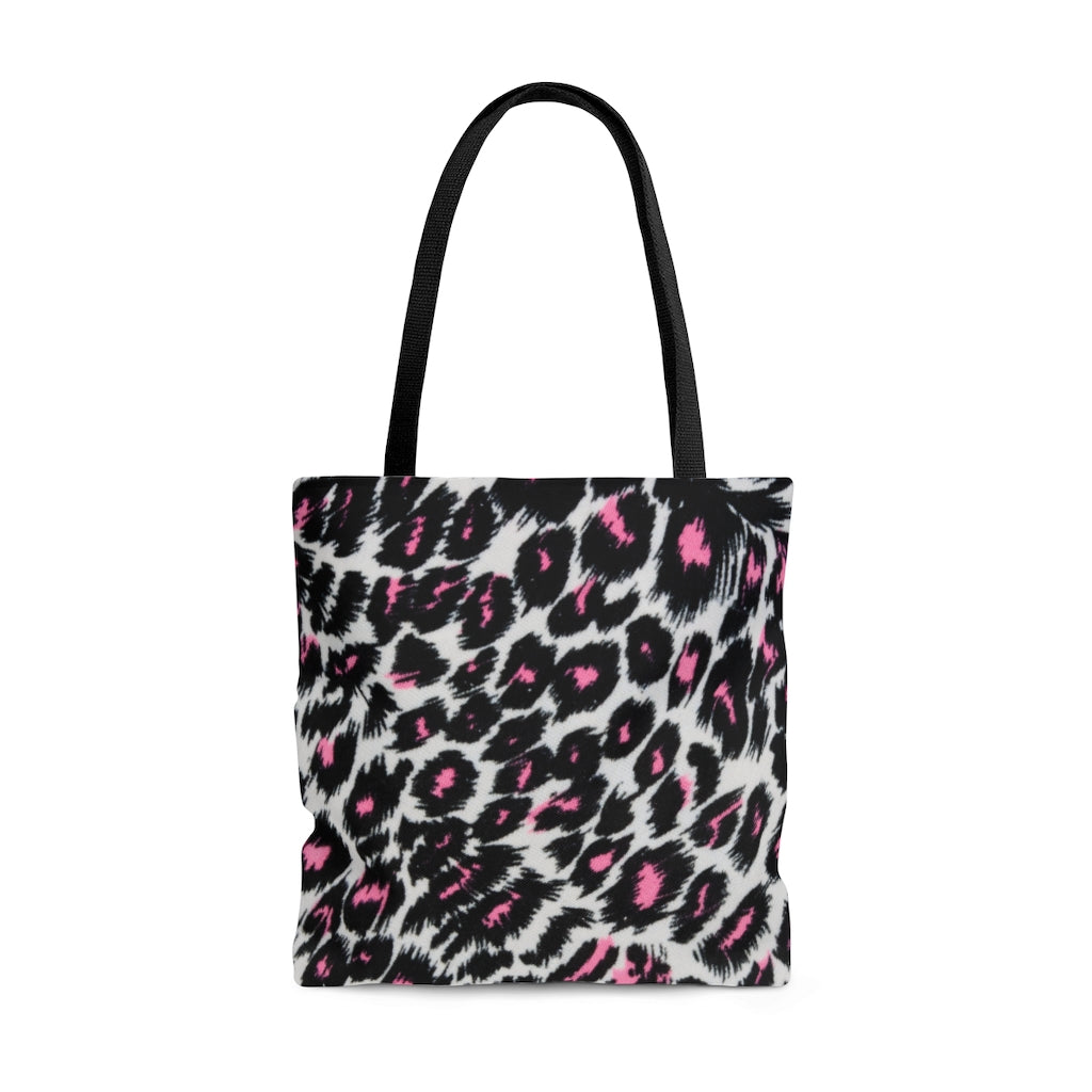 Fierce Femininity Pink and Black Leopard Print - Canvas Tote 3 Sizes