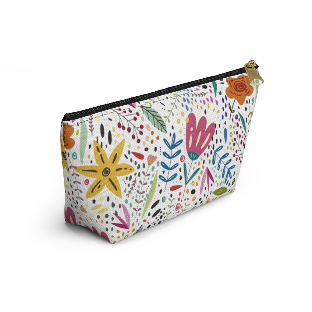 Springtime Splendor: Hand-Drawn Flowers Bursting with Vibrant Colors Design  - Makeup & Accessory Bag 2 Sizes