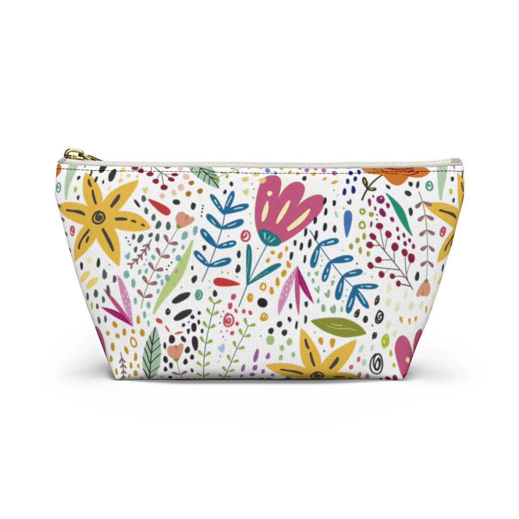 Springtime Splendor: Hand-Drawn Flowers Bursting with Vibrant Colors Design  - Makeup & Accessory Bag 2 Sizes