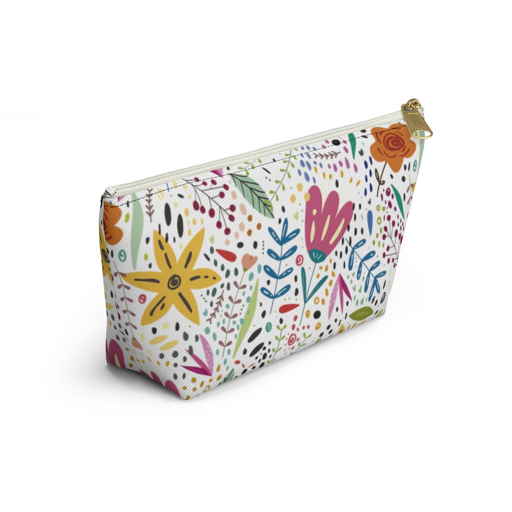 Springtime Splendor: Hand-Drawn Flowers Bursting with Vibrant Colors Design  - Makeup & Accessory Bag 2 Sizes