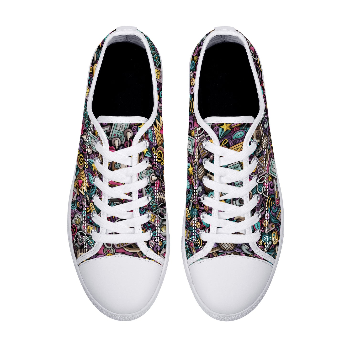 Digital Podcast Creative Cartoons Canvas Sneakers