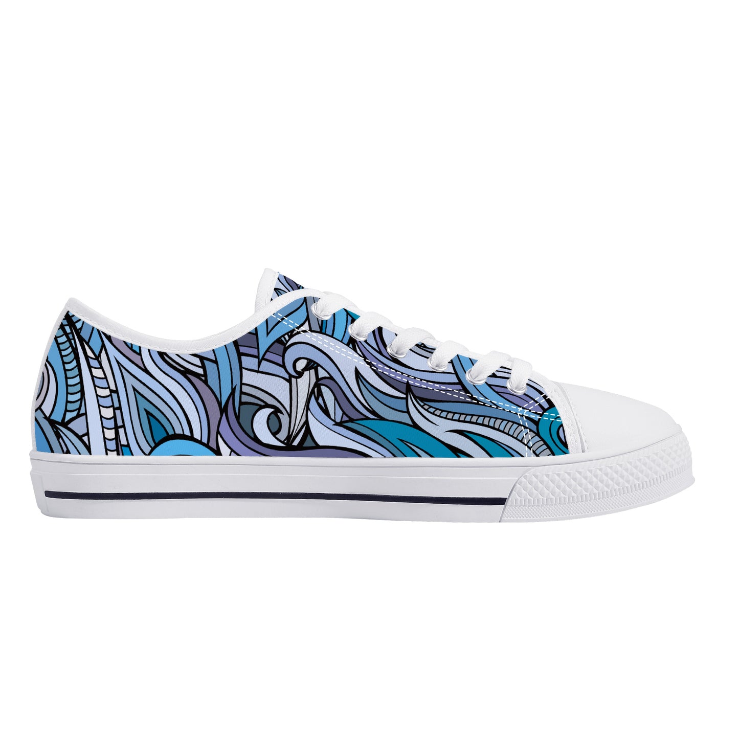 Blue Ocean Swirls Canvas Sneakers