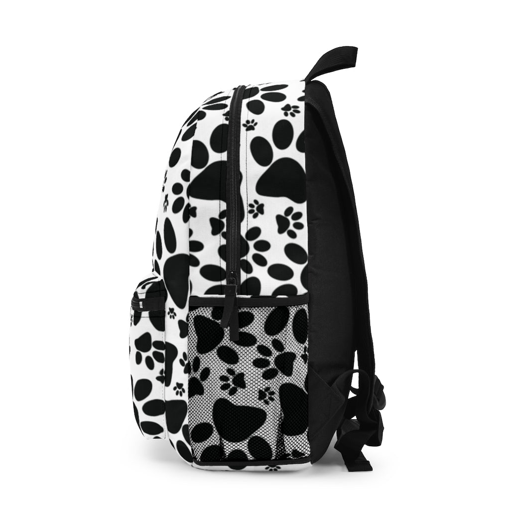 Stealthy Tracks: Black Animal Paw Prints Lightweight Backpack