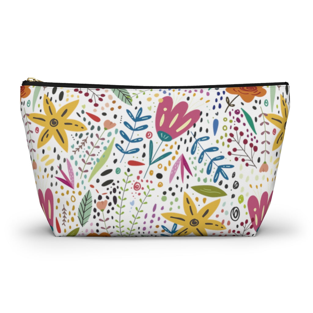 Springtime Splendor: Hand-Drawn Flowers Bursting with Vibrant Colors Design  - Makeup & Accessory Bag 2 Sizes