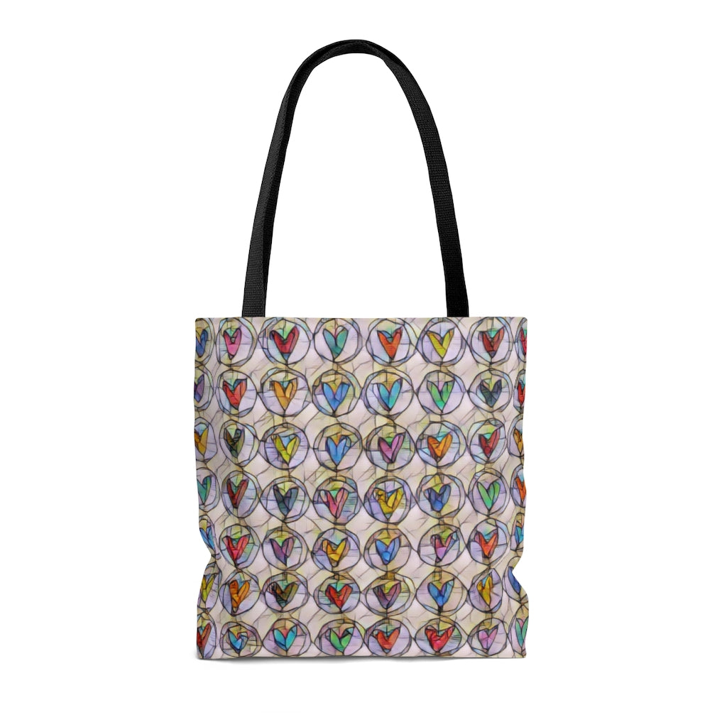 Colorful Abstract Hearts - Canvas Tote 3 Sizes