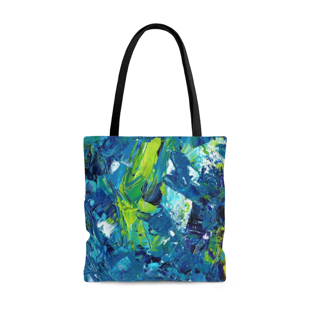 Oceanic Harmony: Abstract Blue and Green  - Canvas Tote 3 Sizes