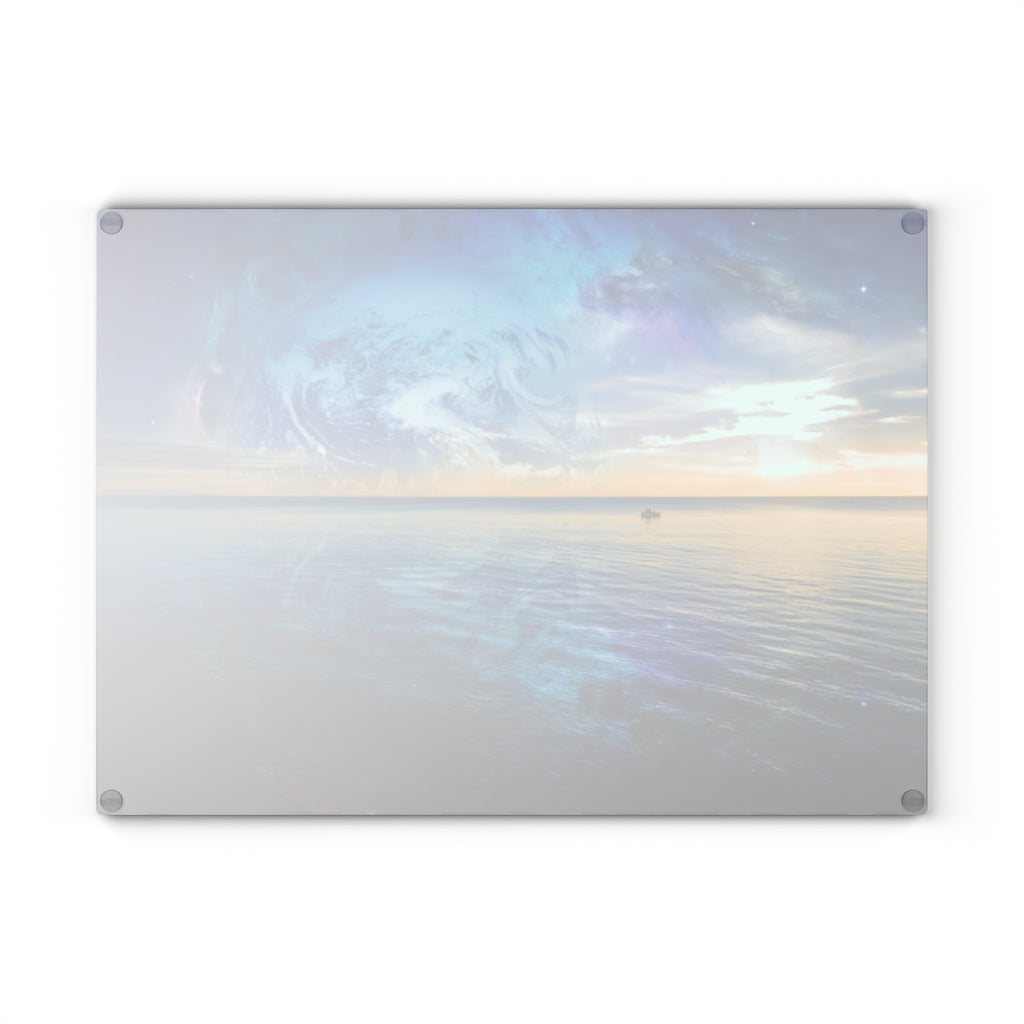 Fantasy Sunrise at the Ocean - Glass Cutting Board  8" x 11" and 11" x 15"