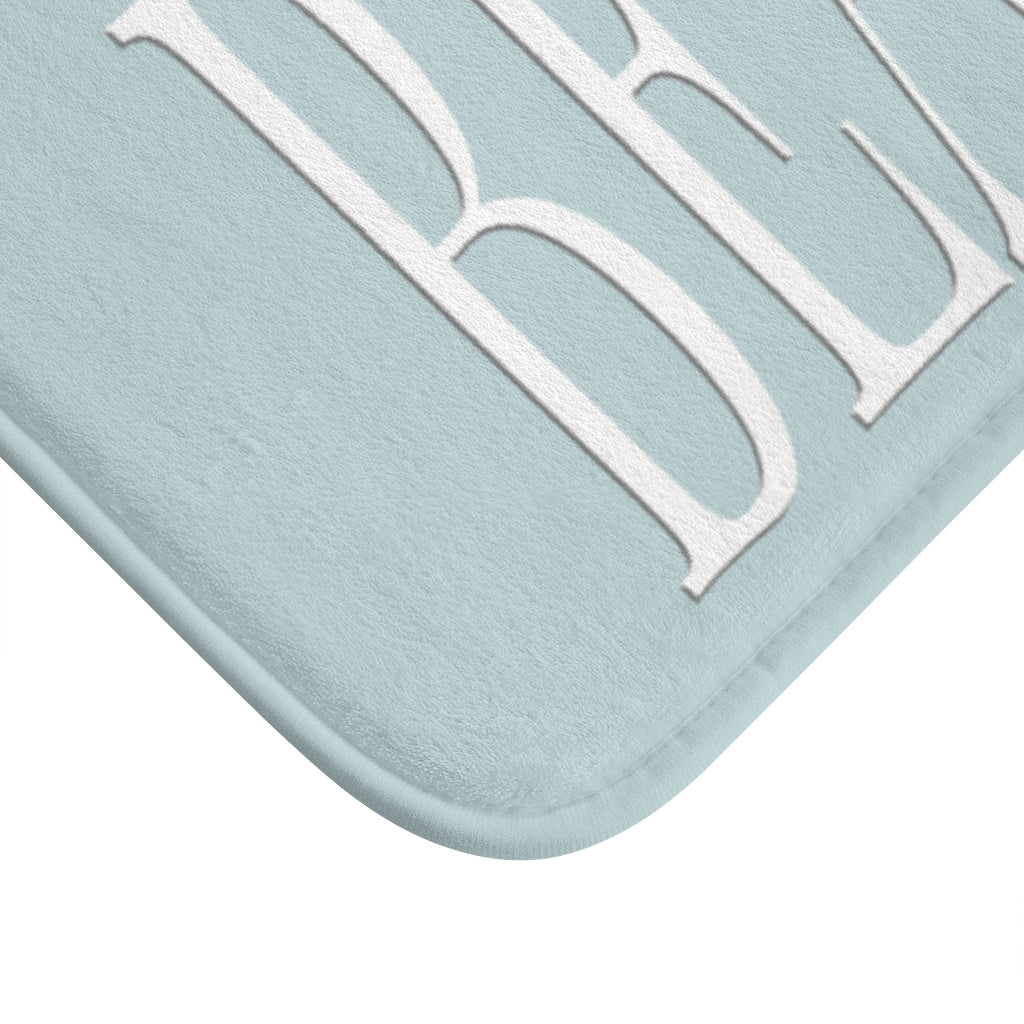 Hello Beautiful, White on Teal Inspirational Affirmations  - Bathroom Non-Slip Mat 2 Sizes