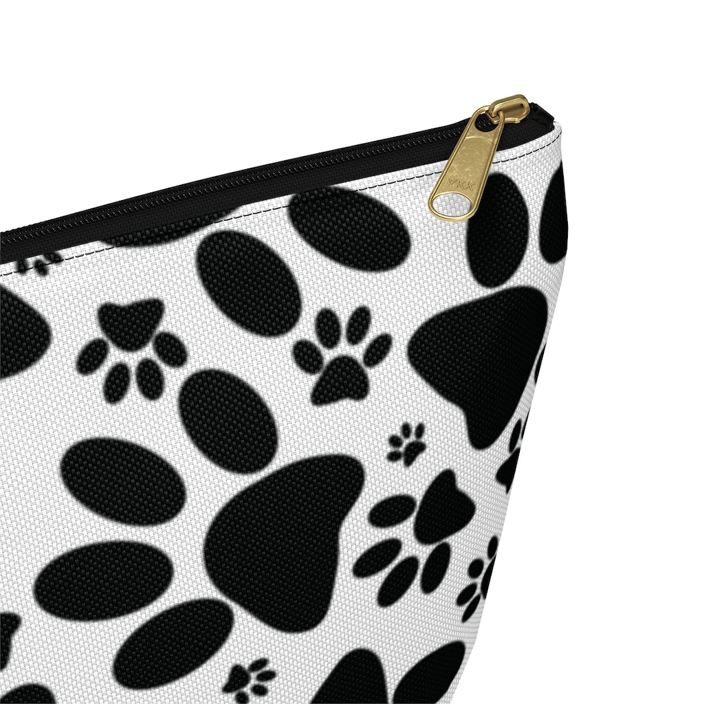 Stealthy Tracks: Black Animal Paw Prints - Makeup & Accessory Bag 2 Sizes