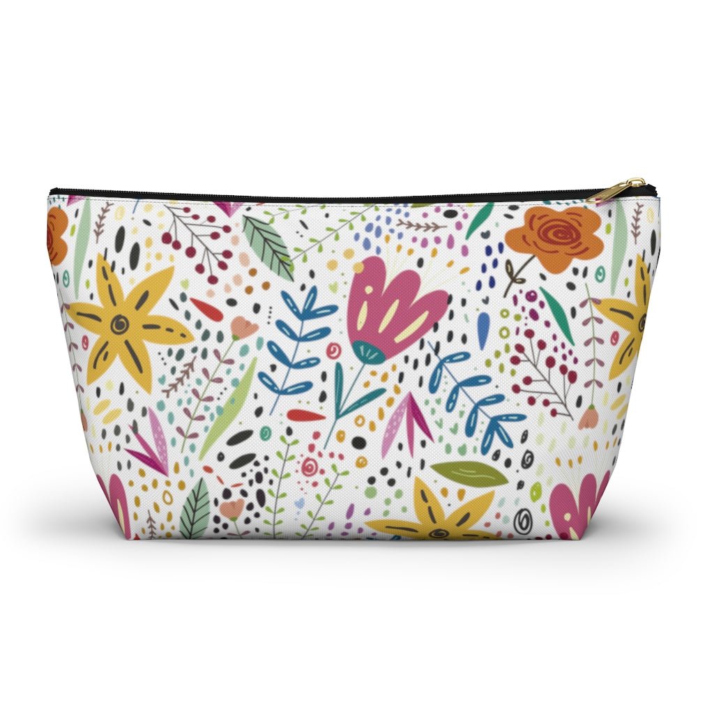 Springtime Splendor: Hand-Drawn Flowers Bursting with Vibrant Colors Design  - Makeup & Accessory Bag 2 Sizes