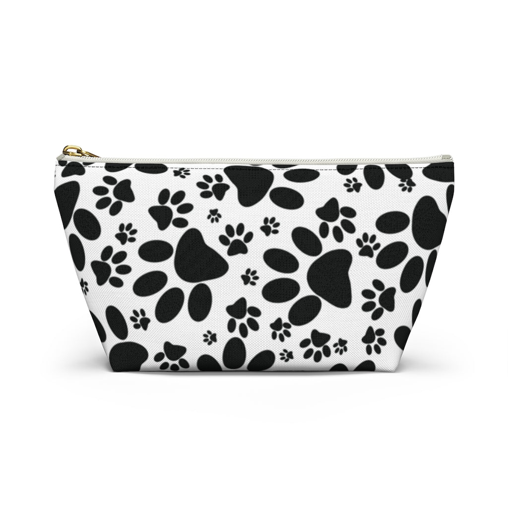 Stealthy Tracks: Black Animal Paw Prints - Makeup & Accessory Bag 2 Sizes