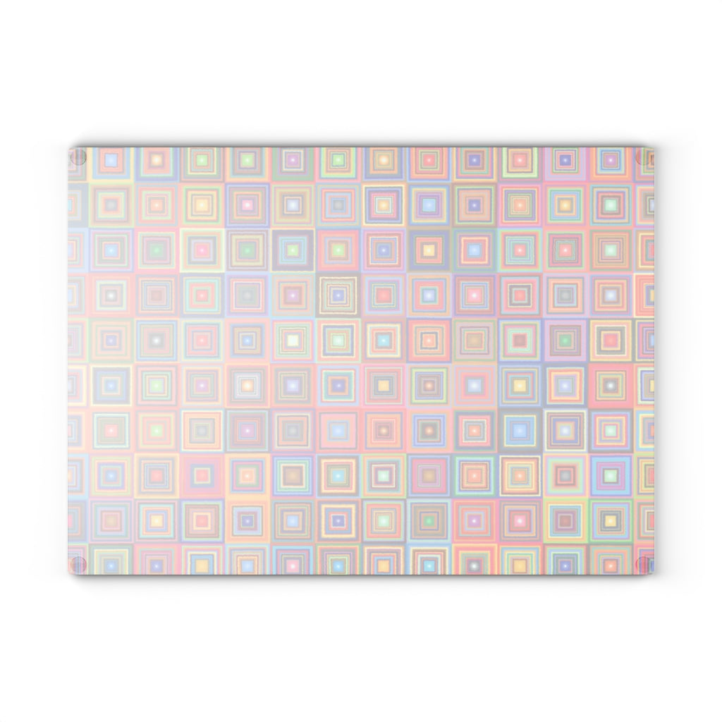 Rainbow Squares - Glass Cutting Board  8" x 11" and 11" x 15"