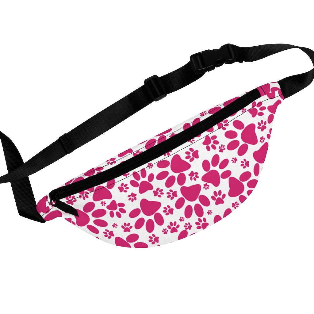 Vibrant Tracks: Hot Pink Animal Paw Prints Lifestyle Stylish Fanny Pack