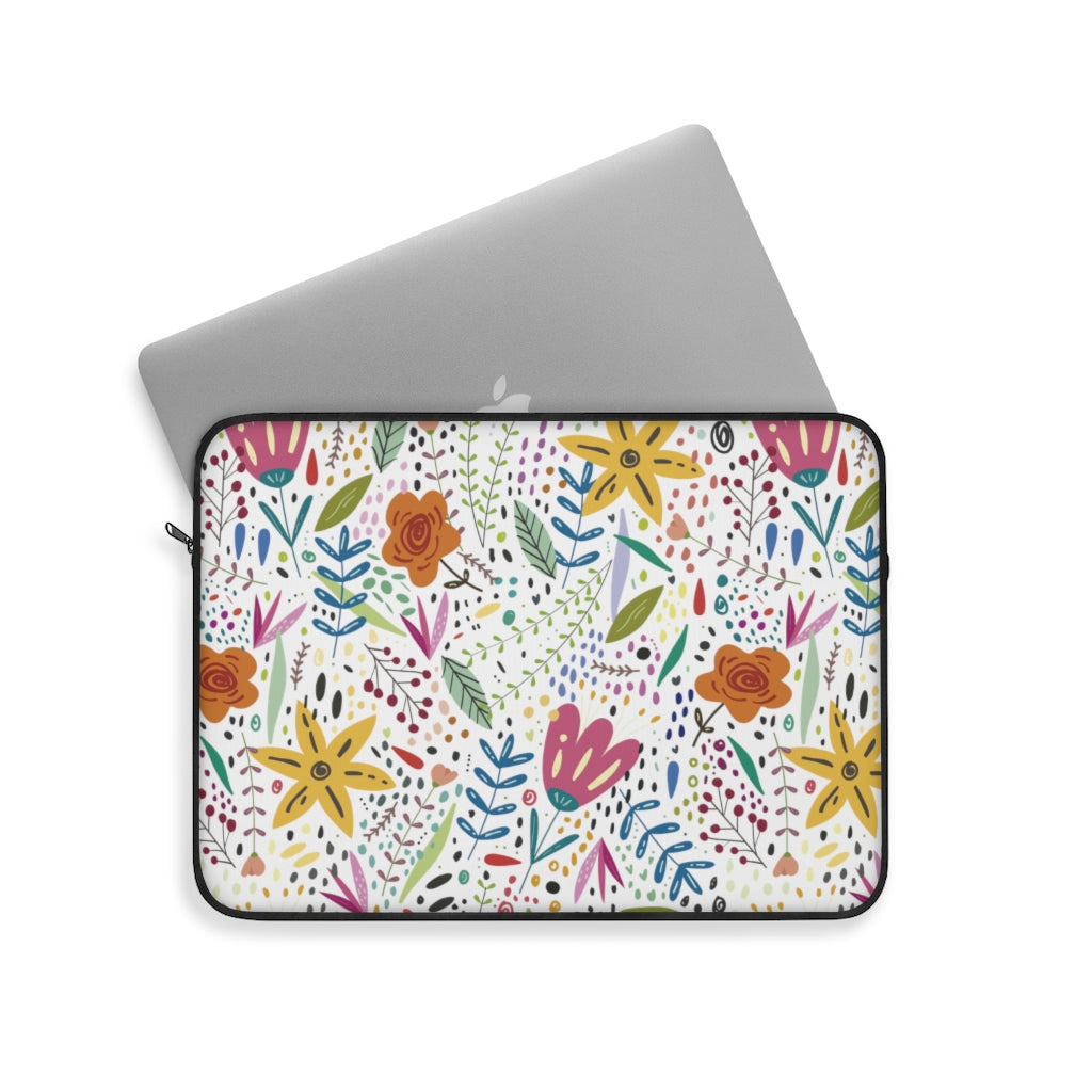 Springtime Splendor: Hand-Drawn Flowers Bursting with Vibrant Colors Design - Laptop or Ipad Protective Sleeve 3 Sizes