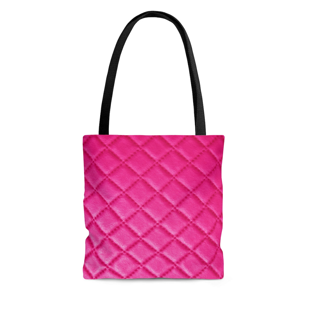 Pink Quilted Look Design  - Canvas Tote 3 Sizes