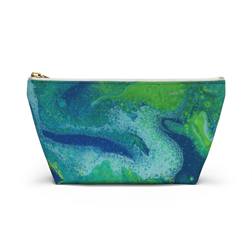 Oceanic Whirl: Blue and Green Abstract Swirls  - Makeup & Accessory Bag 2 Sizes