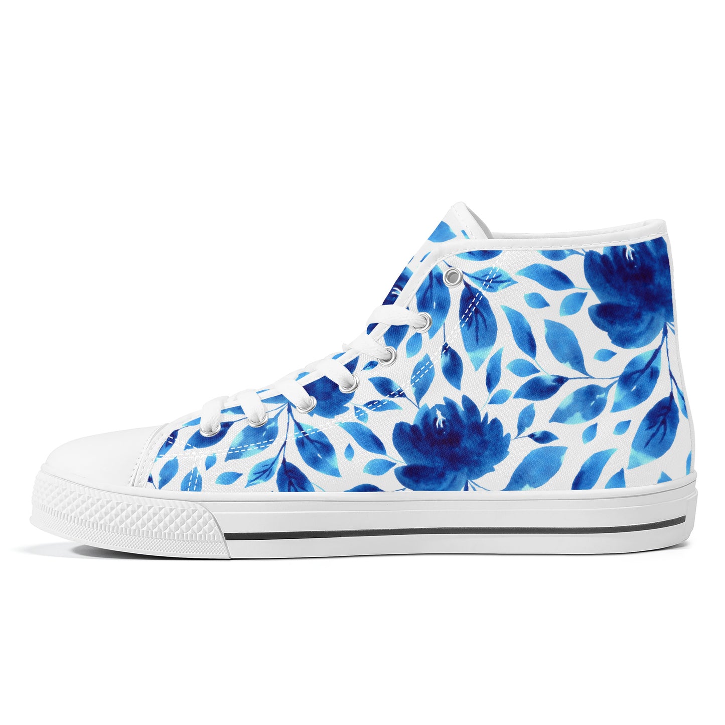 Springtime Blues Floral Converse Style High Tops