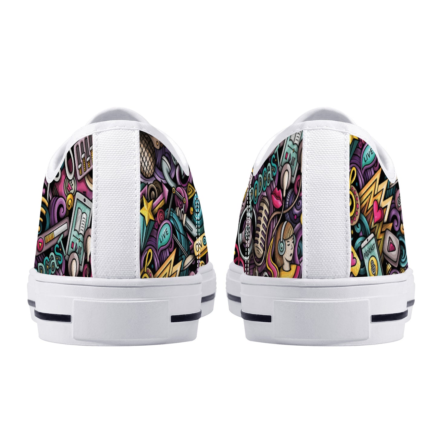 Digital Podcast Creative Cartoons Canvas Sneakers