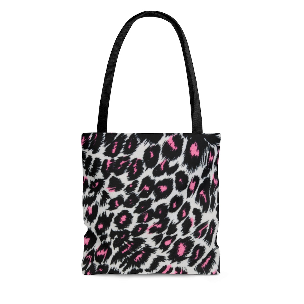 Fierce Femininity Pink and Black Leopard Print - Canvas Tote 3 Sizes