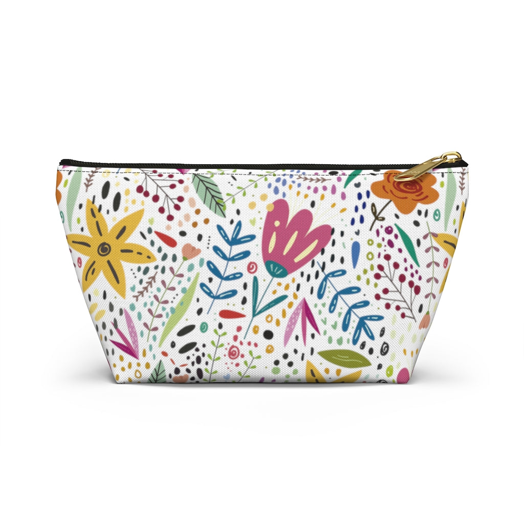 Springtime Splendor: Hand-Drawn Flowers Bursting with Vibrant Colors Design  - Makeup & Accessory Bag 2 Sizes