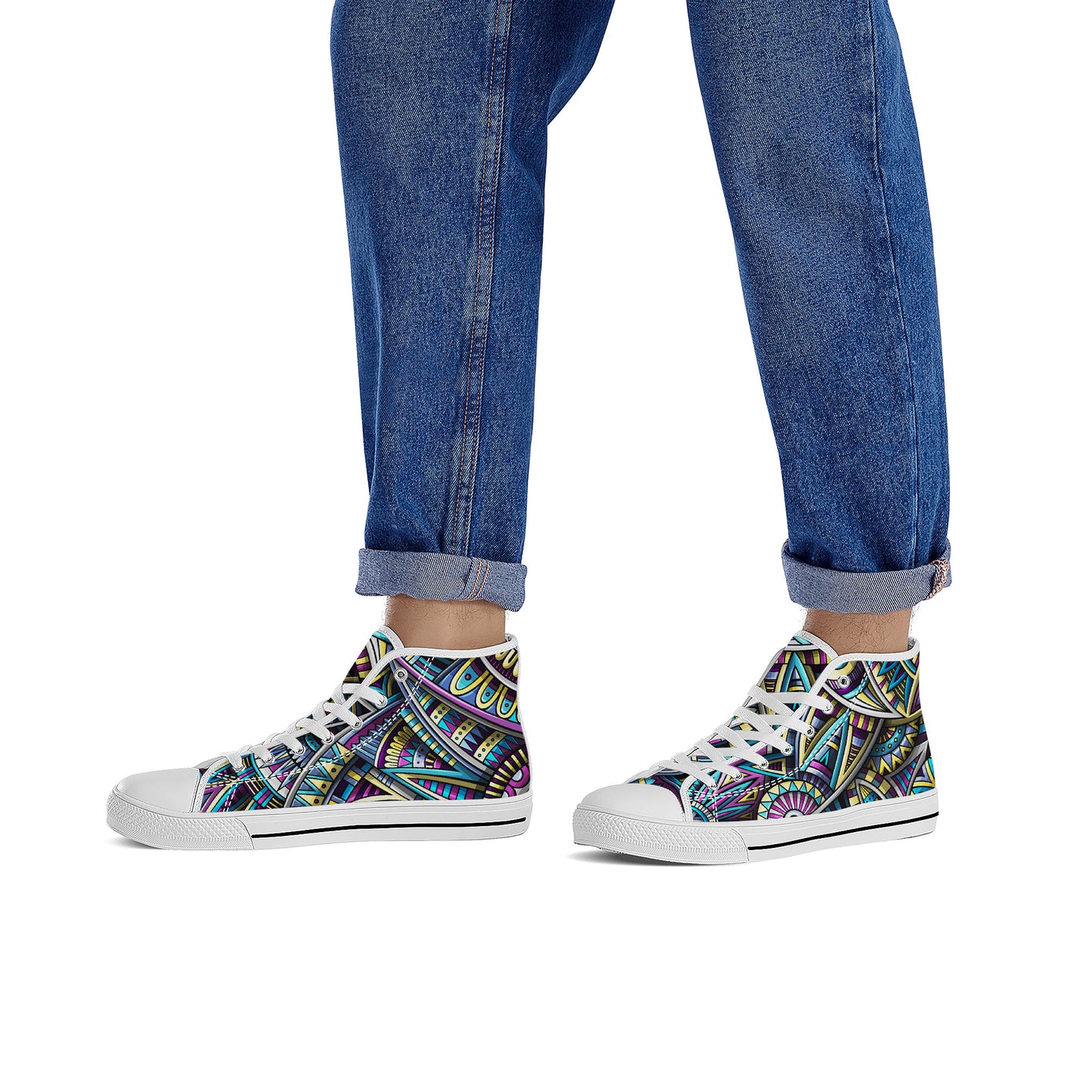 Tribal Colorful Abstract Converse Style High Tops