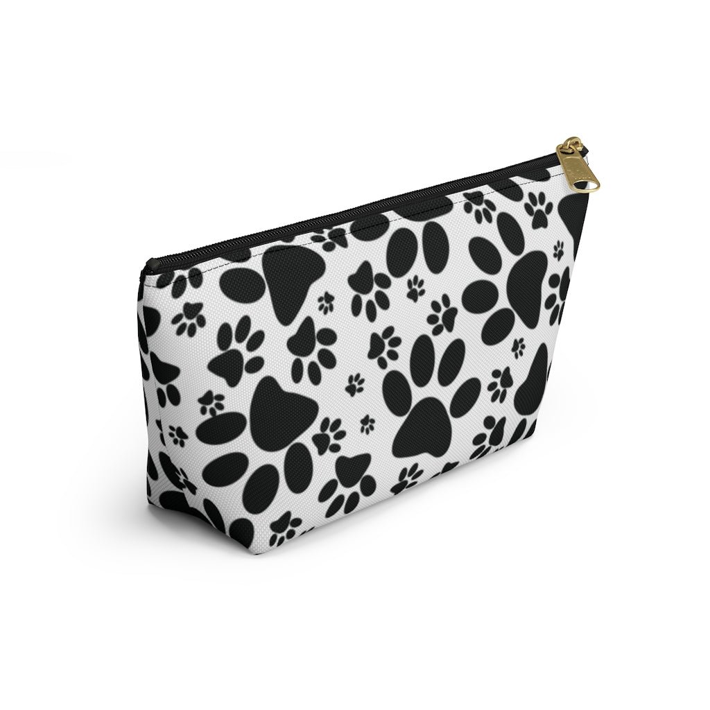 Stealthy Tracks: Black Animal Paw Prints - Makeup & Accessory Bag 2 Sizes