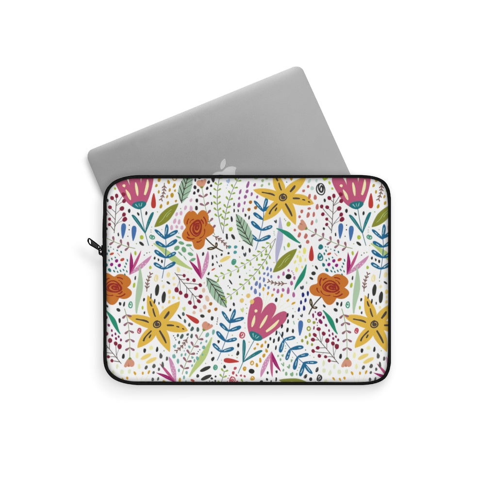 Springtime Splendor: Hand-Drawn Flowers Bursting with Vibrant Colors Design - Laptop or Ipad Protective Sleeve 3 Sizes