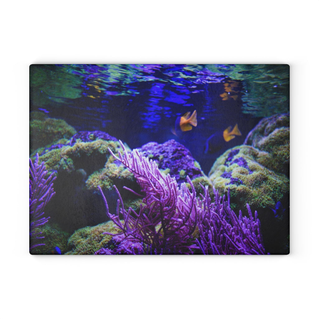 Purple Under the Sea Majestic Beauty - Glass Cutting Board  8" x 11" and 11" x 15"